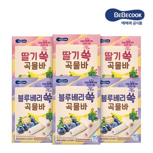 베베쿡 딸기 쏙 곡물바 8p, 딸기 + 바나나 혼합맛, 40g, 6개