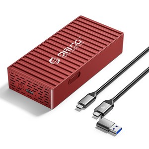 오리코 M.2 NVMe/SATA 2in1타입 USB3.2 Gen2 20Gbps/40Gbps 외장SSD 케이스, 레드, 20Gbps+2 in 1 케이블, 1개