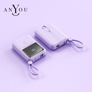 ANYOU 보조배터리 미니 고속 충전 포켓 휴대 대용량 잔량표시 20000mah 캠핑 야영해요, 자주색