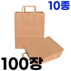 미패키지 크라프트 플랫 종이 쇼핑백 무지 종이가방 100매, 100장