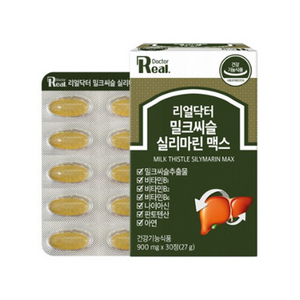 [리얼닥터] 밀크씨슬 실리마린 맥스 900mg /7중 복합/아연/간에좋은/간영양제/간건강/최대함량/식약처인증/음주전후/숙취해소, 30정, 1개