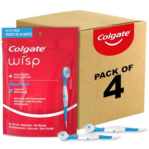 Colgate 콜게이트 맥스 프레시 일회용 미니 칫솔 페퍼민트 24개 4팩, 24 Count (Pack of 4)