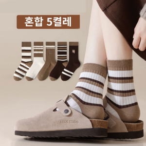 Modern Fashion 여성 빈티지 스트라이프 중목 양말 K02