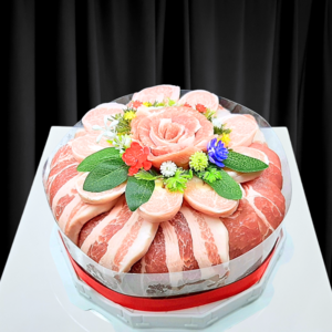 리본포장] 한돈케이크 800g 모듬구이세트_선물용 고기케이크(한돈1+등급), 생일토퍼+리본포장, 1세트