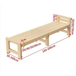 커스텀 접이식 원목 사이드 침대 확장 폴딩 베드 평상 마루 벤치 데크 테라스 실내 야외, 폭50x길이200