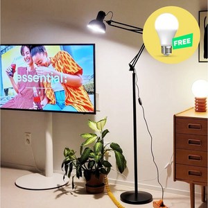 [메가] 거실 스탠드조명 플로어 장스탠드 램프, LED12W[노란빛], 블랙