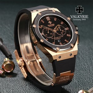 발키리 다스크로노 [신상] VALKYRIE DAS CHRONO 남성용시계 V-7075GBB (골드블랙 18K금도금제품)+블랙메탈밴드+실리콘밴드