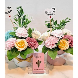 [피아트테라리움] DIY 비누꽃 꽃바구니 꽃바구니키트 꽃바구니만들기 카네이션 카네이션만들기 비누꽃만들기 원예키트 원예꽃바구니 단체원예 어버이날 어버이날만들기 스승의날 선물, 흰색화분, 1개
