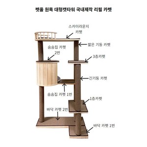 ㄱ자형 캣타워 리필카펫, 긴기둥카펫, 1개