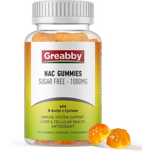 GREABBY NAC 1000mg 무설탕 비건 구미 젤리 오렌지맛 60정