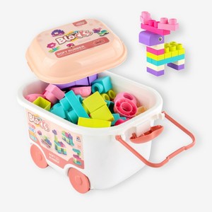 토이토 말랑이 소프트 블록 100pcs 세트 실리콘 블럭 대용량, 핑크, 1개