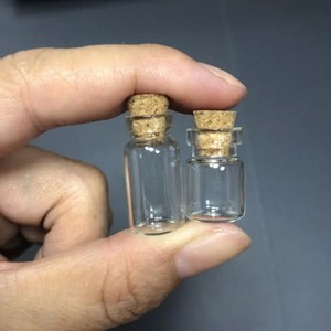 Secetmall 소형 미니 코르크 마개 유리병 유리공병 코르크병 1/2ml, 1ML, 1개