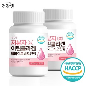 건강앤 300달톤 99% 저분자 피쉬 어린콜라겐 펩타이드 비오틴 식약청인증 HACCP, 60정, 2개