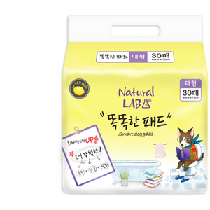 네츄럴랩 똑똑한 반려견 배변패드 대형 천연레몬향 30p, 1팩