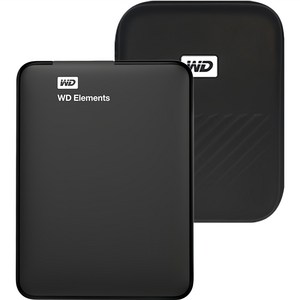 WD Elements Potable 휴대용 외장하드 + 파우치, 1TB, 블랙