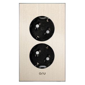 다온조명 아루 샴페인골드) 접지 콘센트 2구 전면 알루미늄, 1개