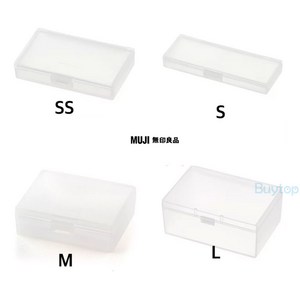 Muji 무지 무인양품 폴리프로필렌 소품 케이스 PP 소품수납통, L, 1개, 반투명