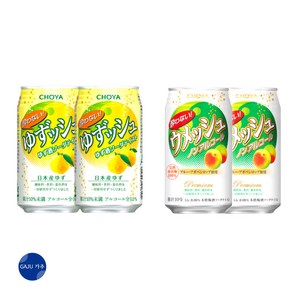 초야 CHOYA 요와나이 세트 우메슈와 유즈슈 혼합, 4개, 350ml