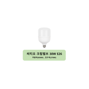 씨티오 LED 크림벌브 30W E26, 6500K 주광색, 1개