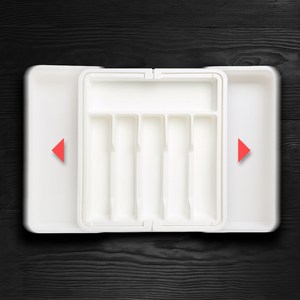 싱크대서랍정리 커트러리정리함 길이조절 서랍수저정리함 수저분리함, 1개, 모던화이트