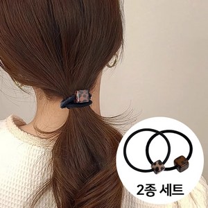 데일리 레오파드 호피 큐브 머리끈 2종세트 H253S
