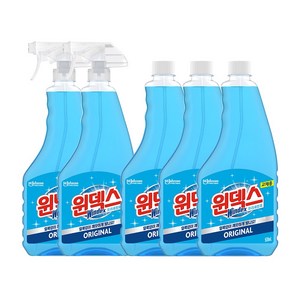 윈덱스 유리 세정제 본품 + 리필, 본품 500ml 2개 + 리필 500ml 3개, 1세트