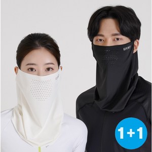 르포스 자외선차단 쿨 스포츠 골프 마스크 1+1, 블랙+화이트, 1세트