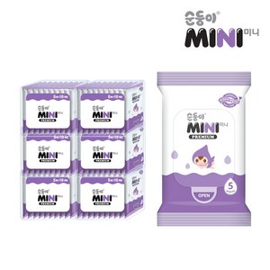 순둥이 미니 프리미엄 휴대리필형 5매 60팩(P-6Mini) 유아물티슈, 5개입, 60개