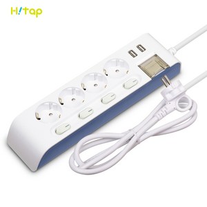 하이탭 디자인 USB 2포트 개별 스위치 멀티탭 4구 16A HIPUMP-4, 3m, 1개