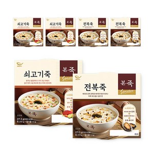 [본죽] 냉장죽 베스트 세트A(쇠고기죽 3컵+전복죽 3컵), 270g, 6개