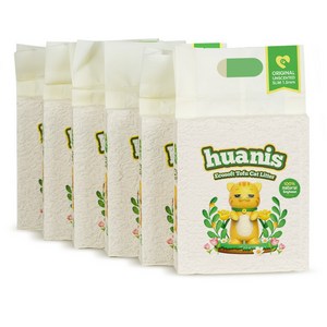 [HUANIS] 에코소프트 고양이 두부모래 1.5mm 가는입자 무향, 6개, 2.4kg