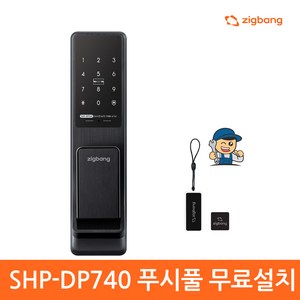 직방 푸시풀 디지털 손잡이 있음 도어락 + 보강판 세트 SHP-DP740, 방문설치