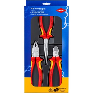 크니펙스 Knipex 00 20 12 3종 펜치 니퍼 롱로우즈 절연 세트 독일 공구, 1개