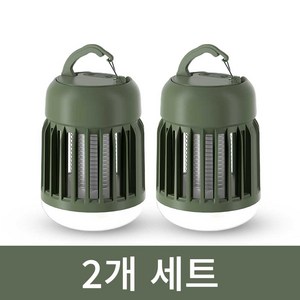 이오웰 충전식 4000mAh LED 모기퇴치기 초파리 벌레 퇴치 랜턴 실내외 겸용 휴대용 캠핑 조명 카키, 카키 2세트