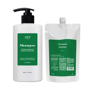 JHP 녹초엽 청소년 지성 비듬 쿨 샴푸500ml + 리필500ml, 1000ml, 1개