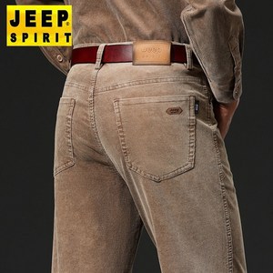 JEEP SPIRIT 지프 스피릿 바지 남성 가을 겨울 팬츠 스트레이트 가을바지 캐주얼바지 느슨한 탄성 겨울바지 느슨한 단색 패션 허리 두꺼운 남자 바지 J7060