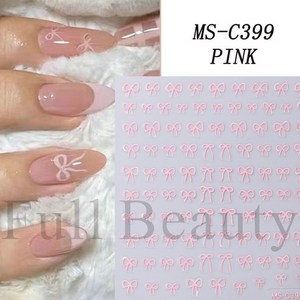 네일 아트 포인트 미니 리본 스티커 J2398, 1개, 핑크