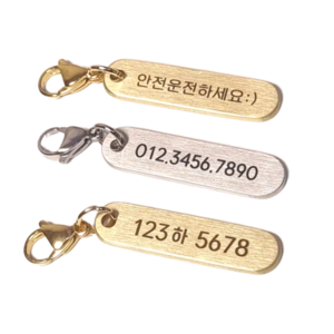BlueRang 자동차 번호판 금속 키링 양면 열쇠고리 무료 각인 로고 차량번호, 골드, 추가없음