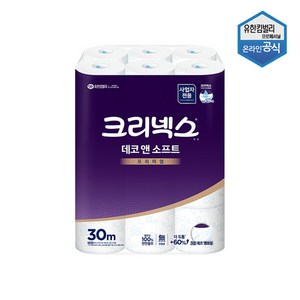 크리넥스 3겹 데코앤소프트 화장지 30m, 24롤, 1개