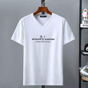 쥬엔리치 4XL~11XL 남자 빅사이즈 반팔 티셔츠 모달 V넥 캐쥬얼 레터링 남성 루즈핏 데일리 여름 티