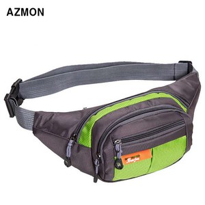 AZMON 멀티 포켓 미니 힙색가방 다용도 방수 크로스백 35cm x 14cm x 15cm 남여공용 2.5L, 그린, 1개