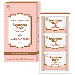 [우리밀] 딸기웨이퍼 162g(9g 18개), 딸기웨이퍼+쇼핑백, 1세트