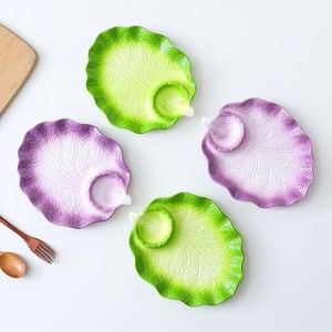 BLOWFISHFUGU 배추만두접시 감자튀김 접시 초밥접시 아이디어 접시 23.5CM 1P/2P/4P, 4개, 녹색+퍼플