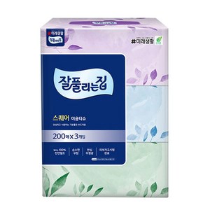 잘풀리는집 각티슈(200매-3개입) 미용티슈 천연펄프 휴지 화장지, 200매, 3개