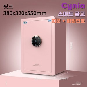 Cynia 예쁘고 튼튼한 가정용 금고 지문인식 비밀번호 소형부터 대형, 55cm, 핑크