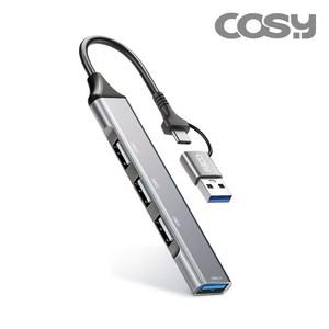 코시 다용도 듀얼 커넥트 USB 3.0 4포트 C타입 + USB-A 허브 UH4094CA, 실버, 1개