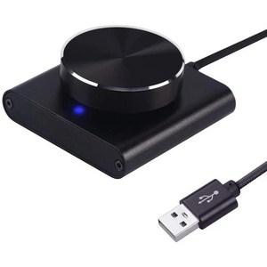 USB 컴퓨터 볼륨 컨트롤러 PC 컴퓨터 스피커 볼륨 조절 손잡이 디지털 제어 원 키 음소거 기능 모드 제어, [01] Black, 1)Black