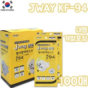 제이웨이 JWAY 보건용 KF94 마스크 대형 100매, 1매입, 1개, 화이트