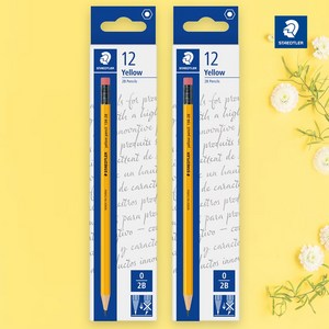 스테들러 STAEDTLER 옐로우 연필 134 (HB 2B) (1다스 12자루), 2B, 2개