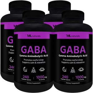 [미국빠른직구] 신제품 마이라이프 내추럴스 가바 1000mg, 4개, 240정